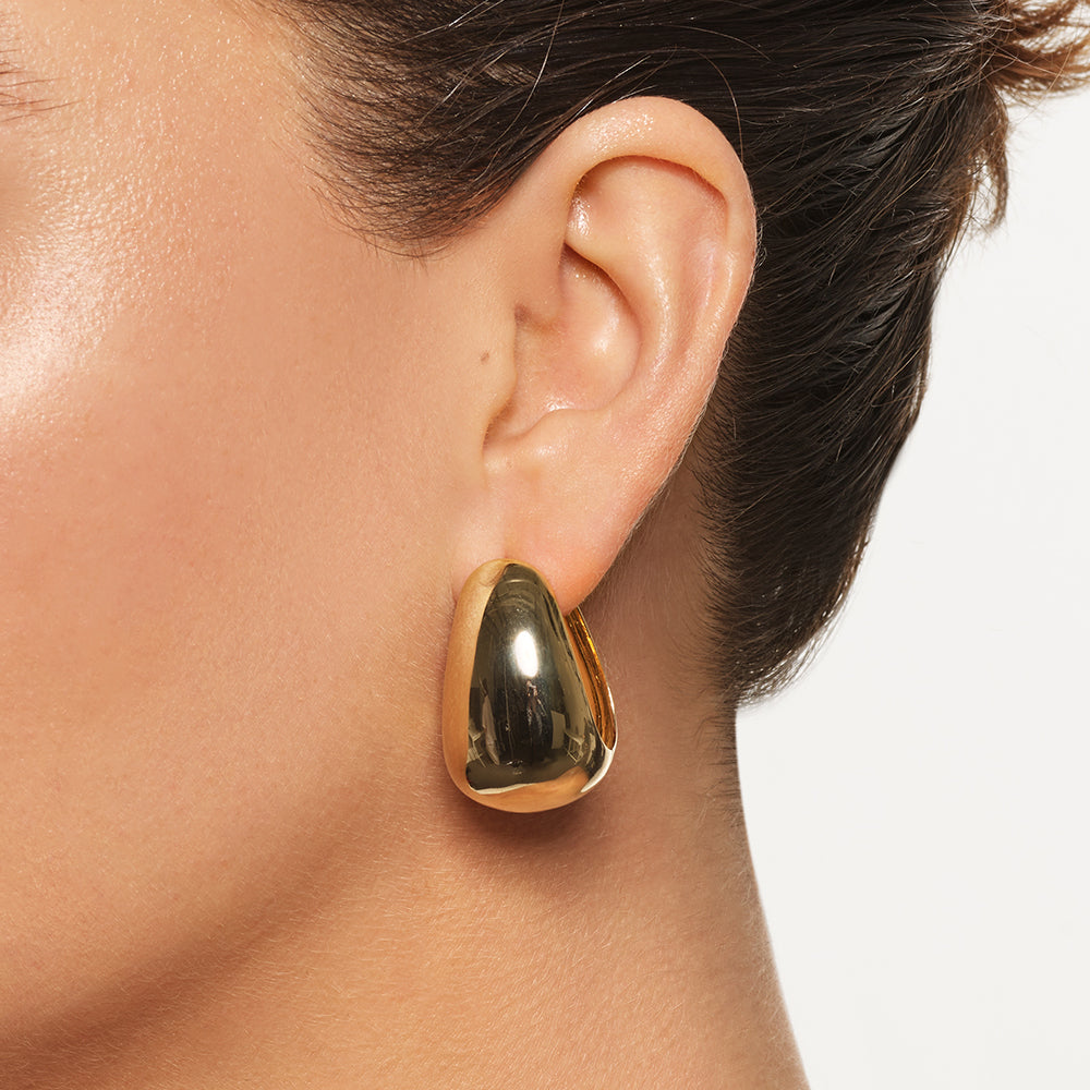 Sleek Gold Teardrop Hoop Earrings