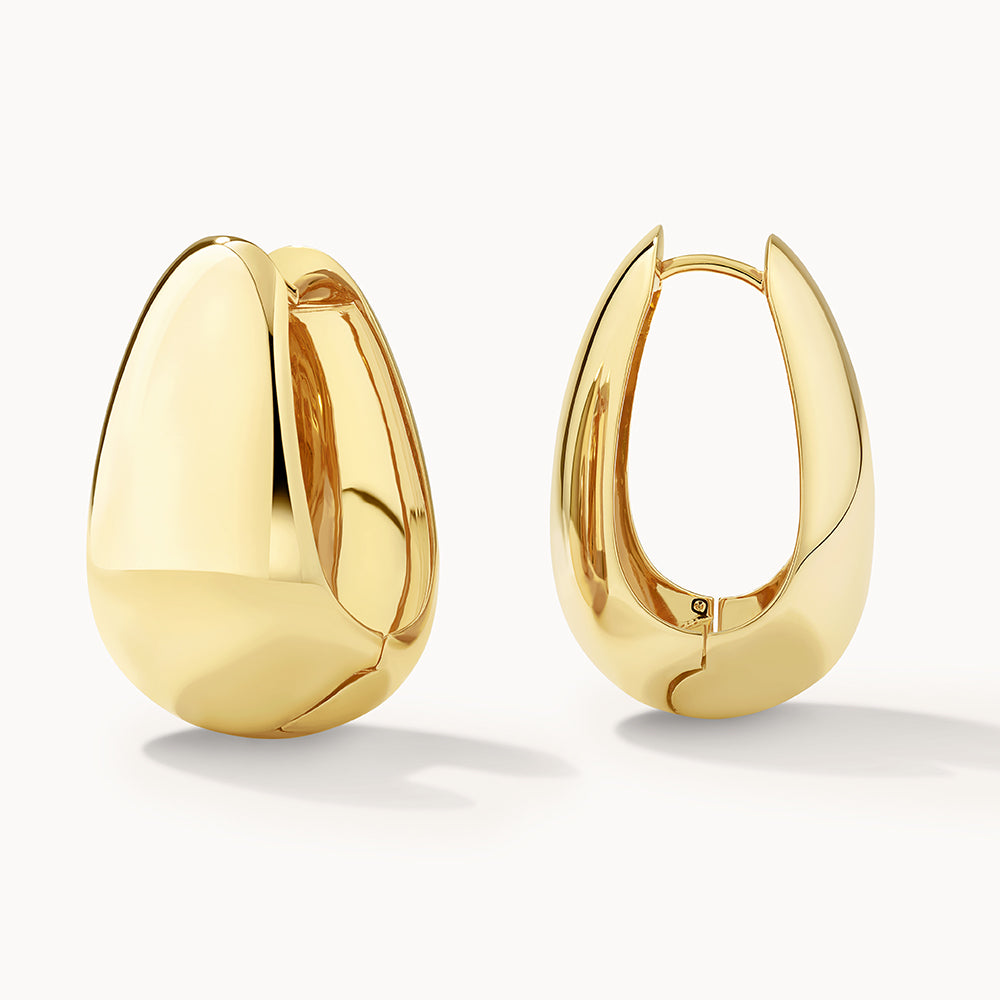 Sleek Gold Teardrop Hoop Earrings 1