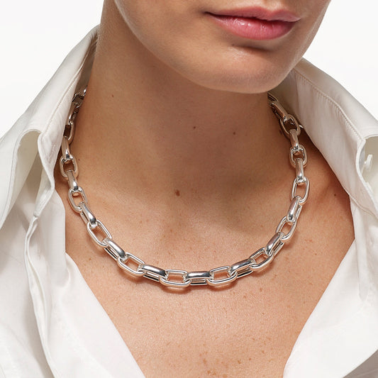 Elegant Silver Paperclip Chain Necklace