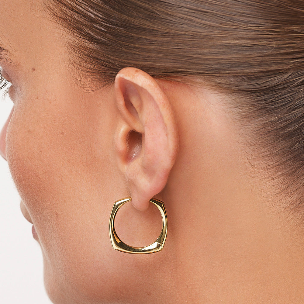 Square Edge Hoops Earrings