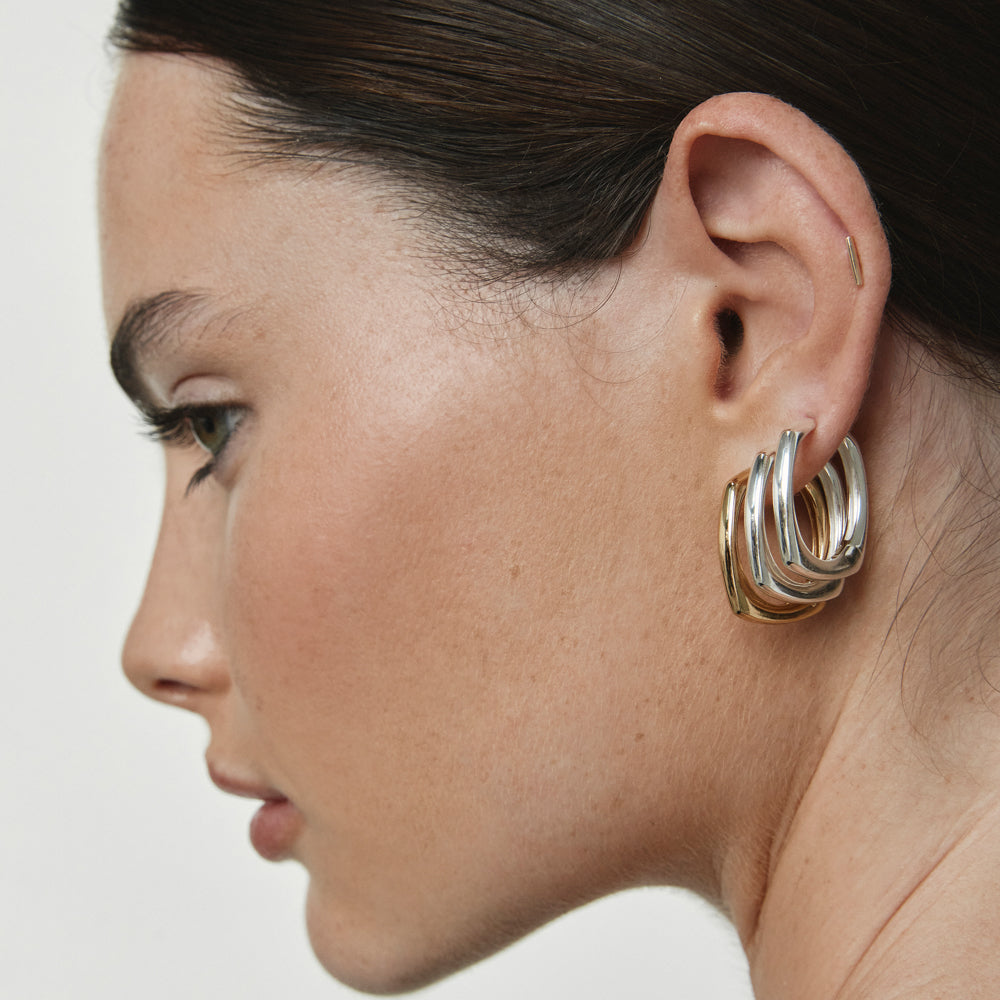 Square Edge Hoops Earrings