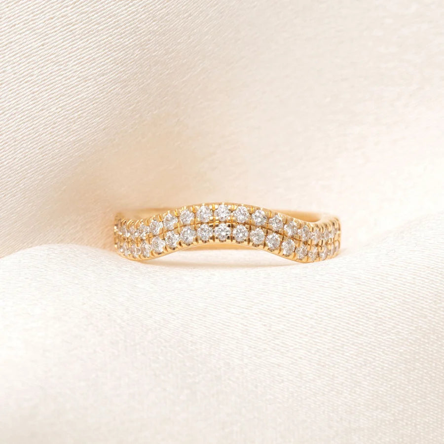 Curved- 0.25 CT Marquise Lab Grown Diamond Wedding Band
