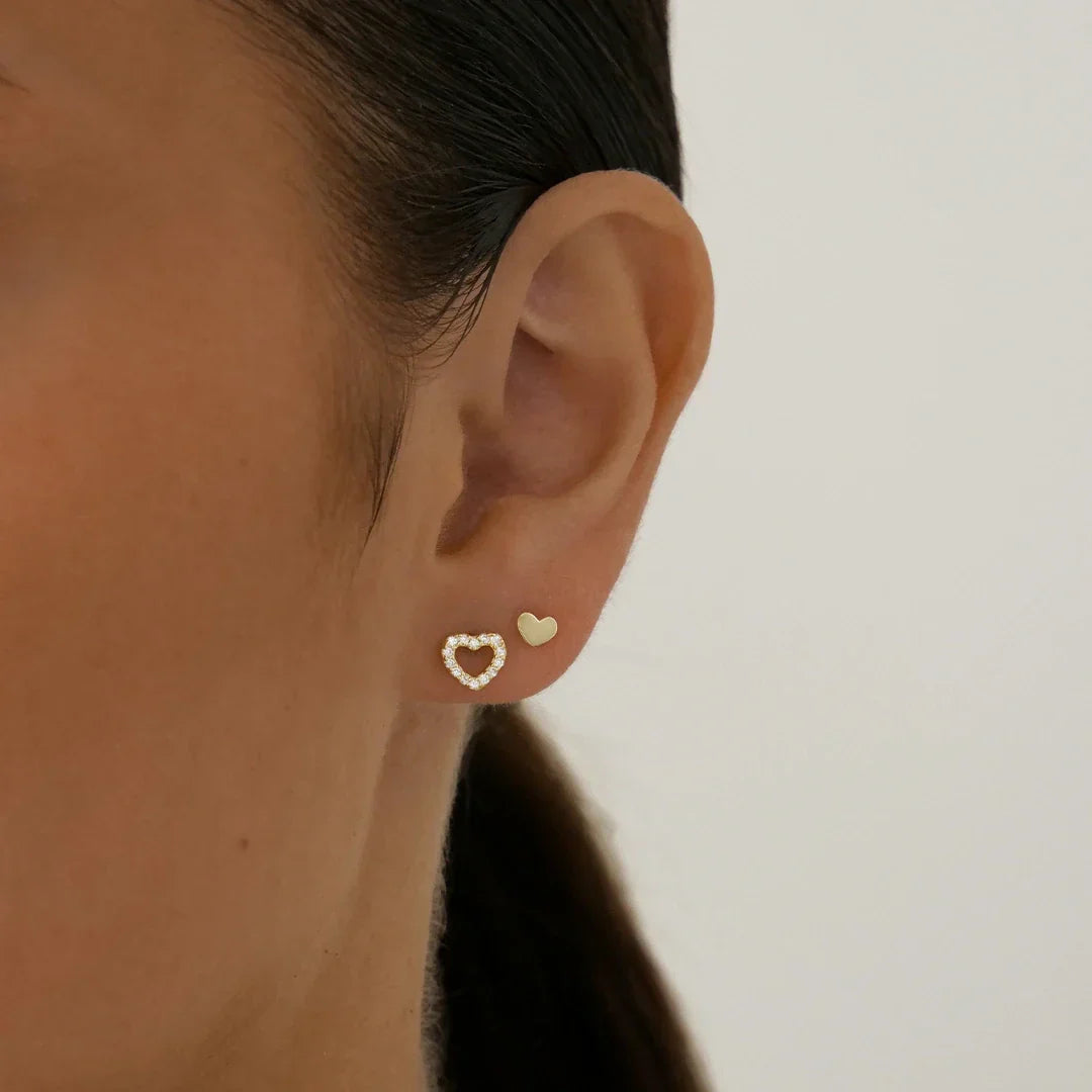 Golden Heart Shaped Stud Earrings 5