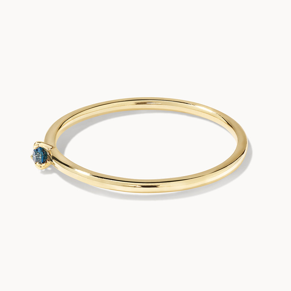 Micro Blue Topaz Round Solitaire Band