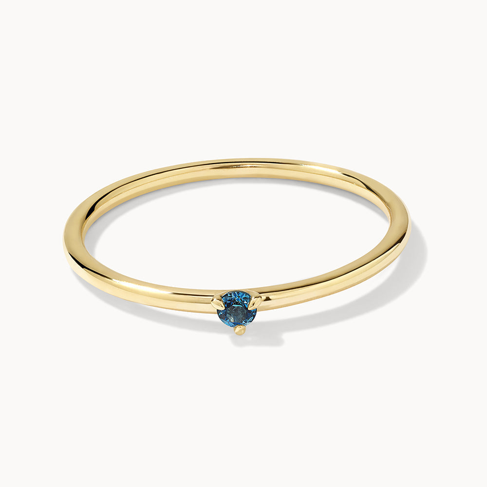 Micro Blue Topaz Round Solitaire Band