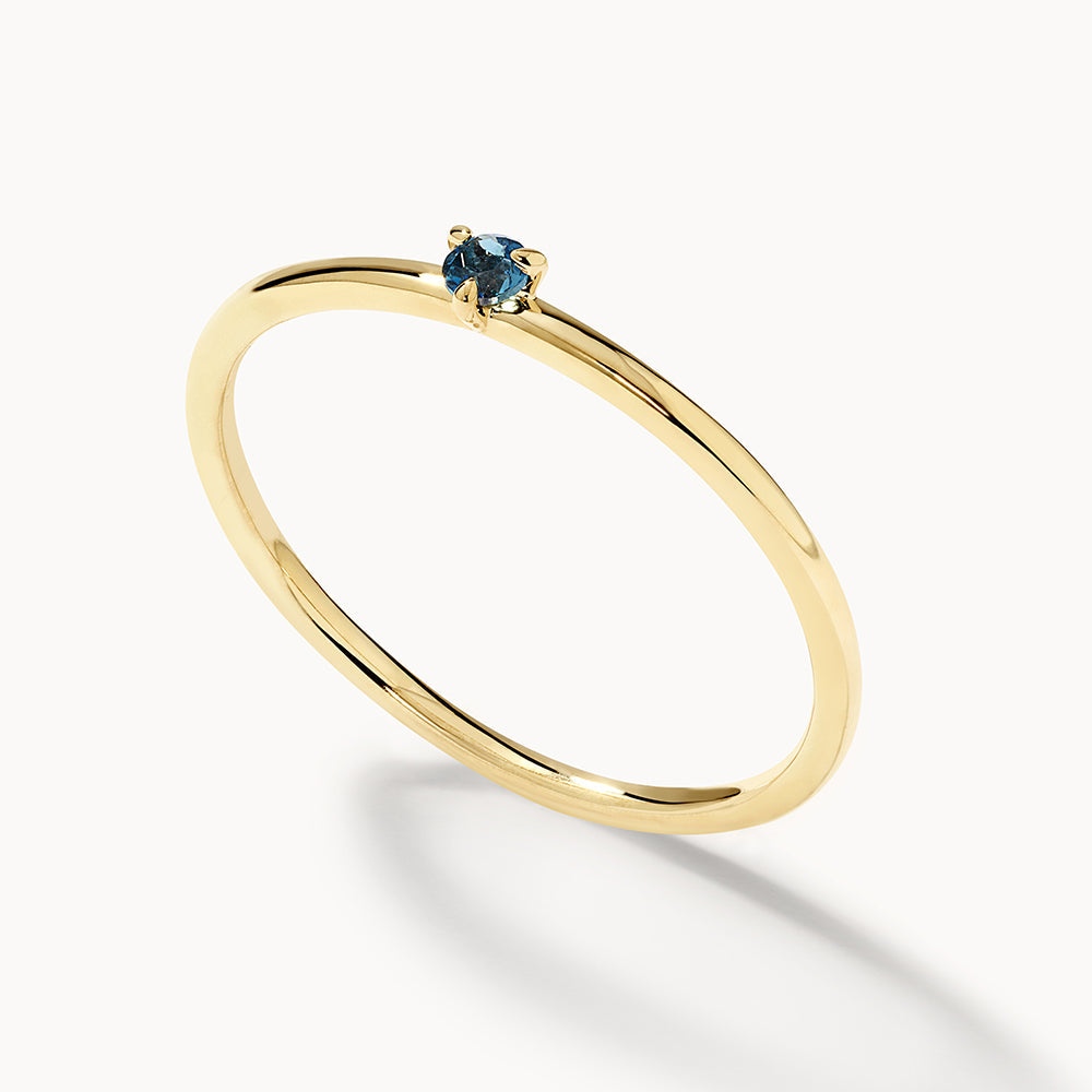 Micro Blue Topaz Round Wedding Band 5