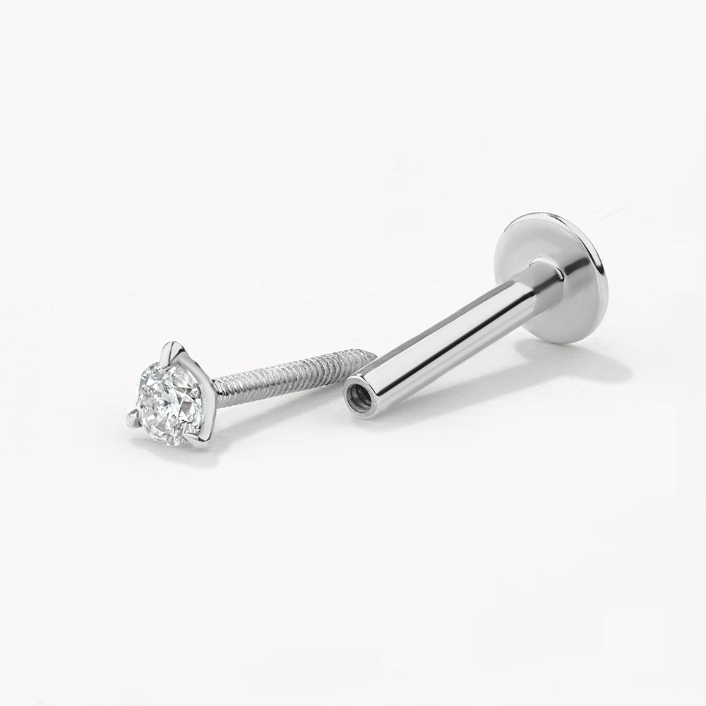 Micro Diamond Helix Single Stud Earring in Silver