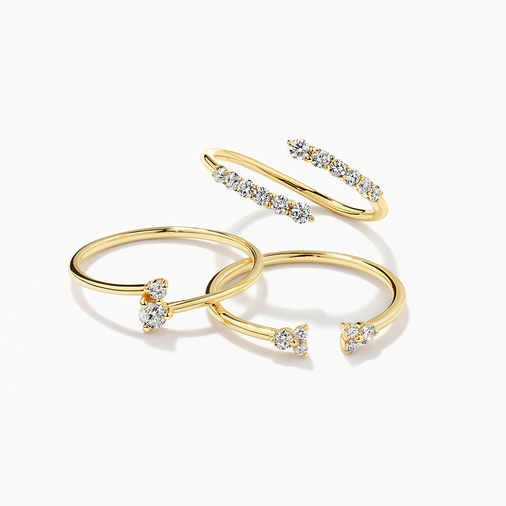 Elegance Defined: 0.09 CT Round Lab Grown Diamond Open Wedding Band in Gold 9