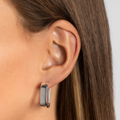 Sleek Silver Paperclip Hoop Earrings 6