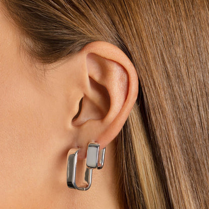 Sleek Silver Paperclip Hoop Earrings 3