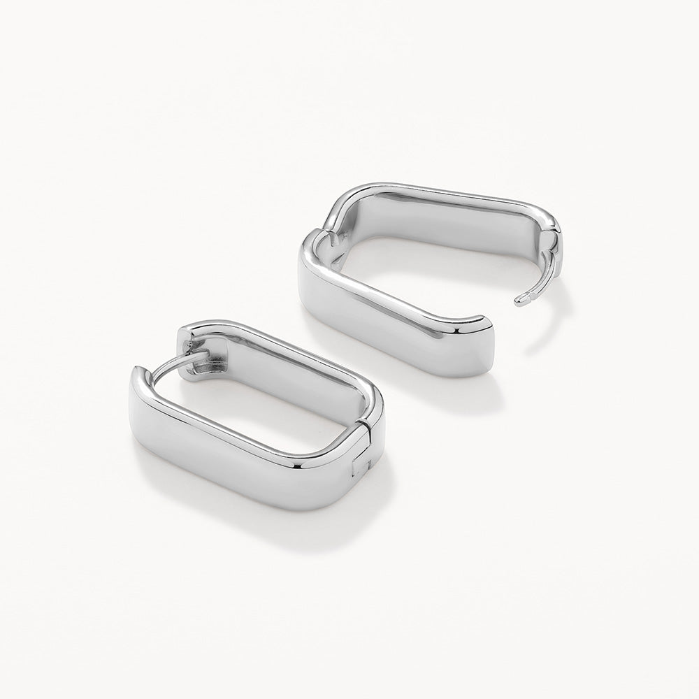 Sleek Silver Paperclip Hoop Earrings