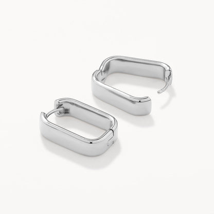 Sleek Silver Paperclip Hoop Earrings 7