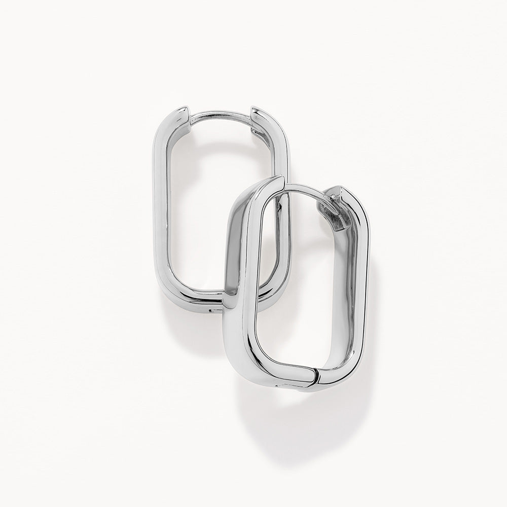 Sleek Silver Paperclip Hoop Earrings