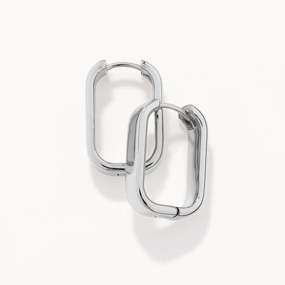 Sleek Silver Paperclip Hoop Earrings 5