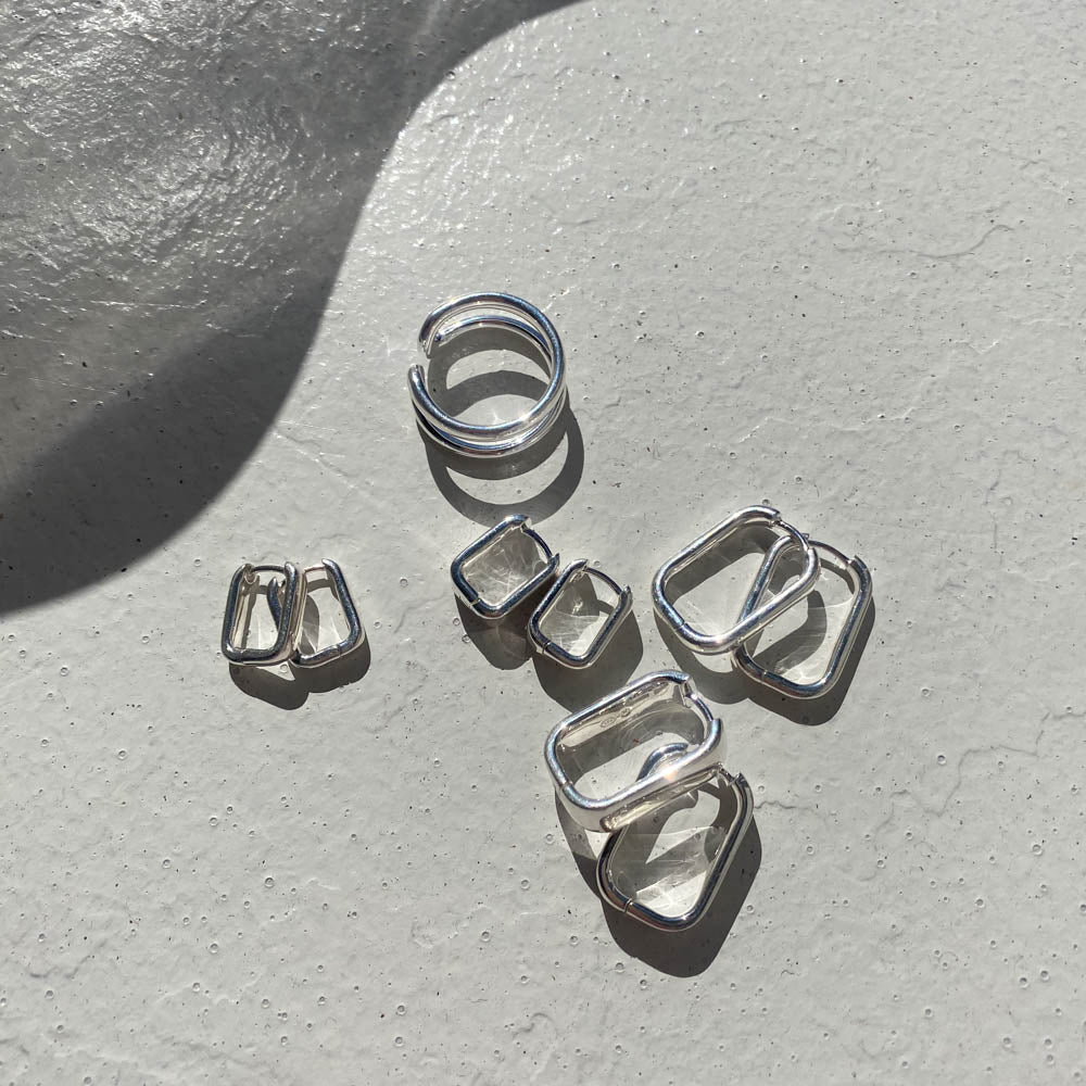 Sleek Silver Paperclip Hoop Earrings 4