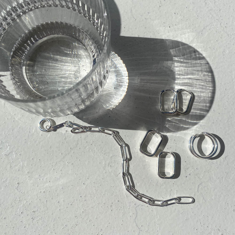 Sleek Silver Paperclip Hoop Earrings 8