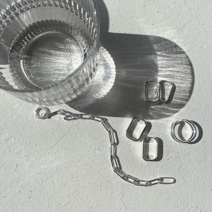 Sleek Silver Paperclip Hoop Earrings 8