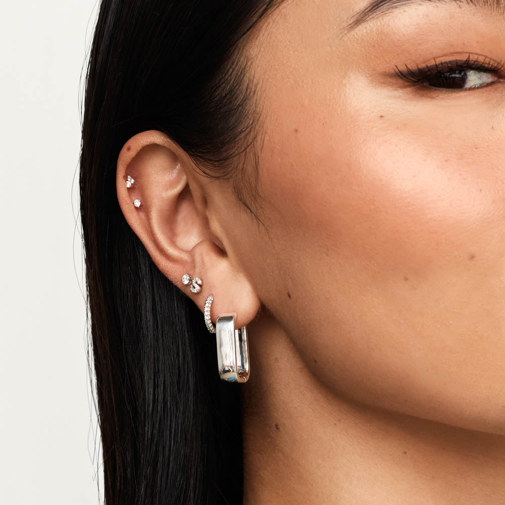 Sleek Silver Paperclip Hoop Earrings 2