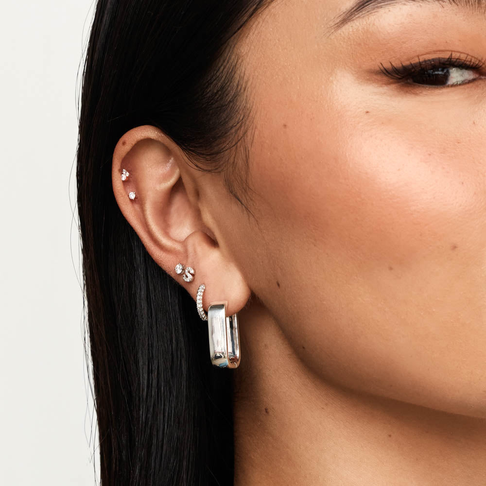 Sleek Silver Paperclip Hoop Earrings