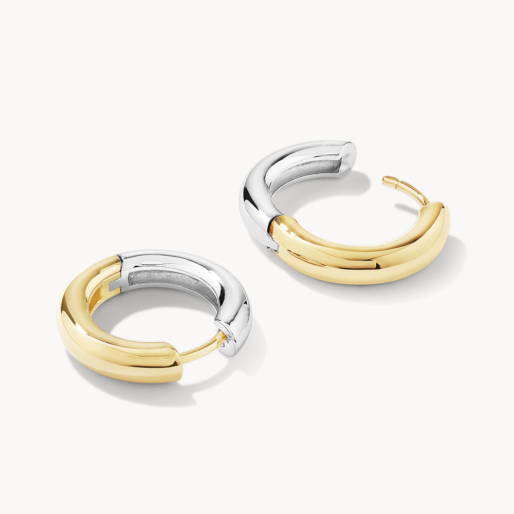 Radiant Reversible Mixed Metal Hoop Earrings