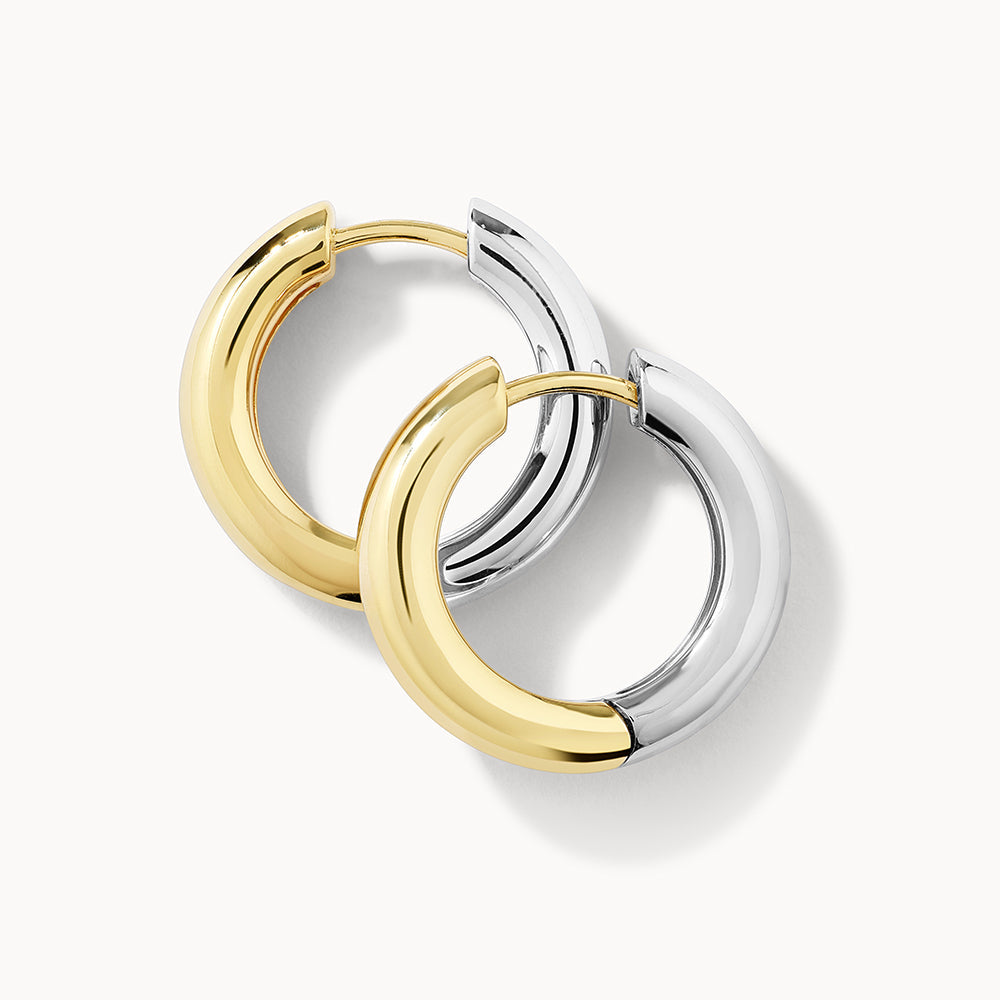 Radiant Reversible Mixed Metal Hoop Earrings