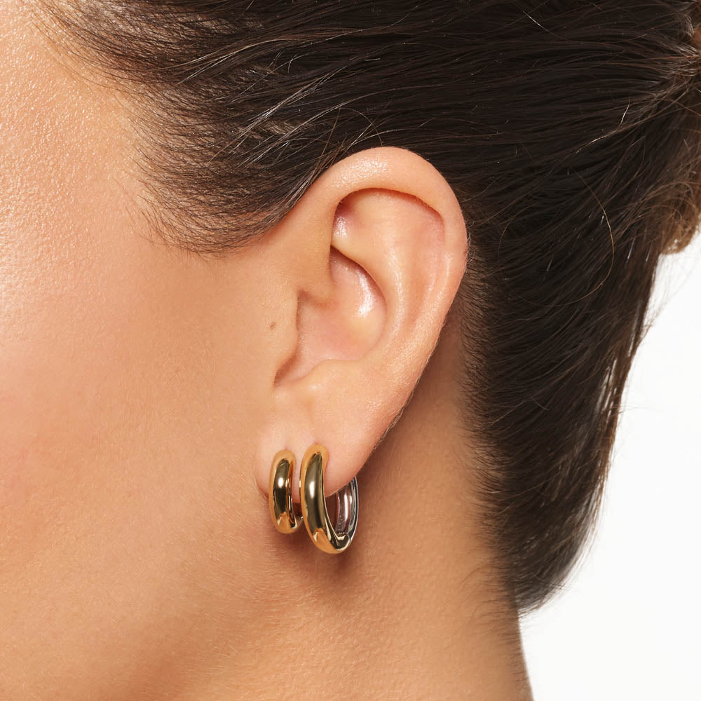 Radiant Reversible Mixed Metal Hoop Earrings