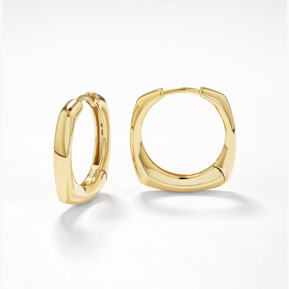 Golden Contemporary Square Hoop Earrings