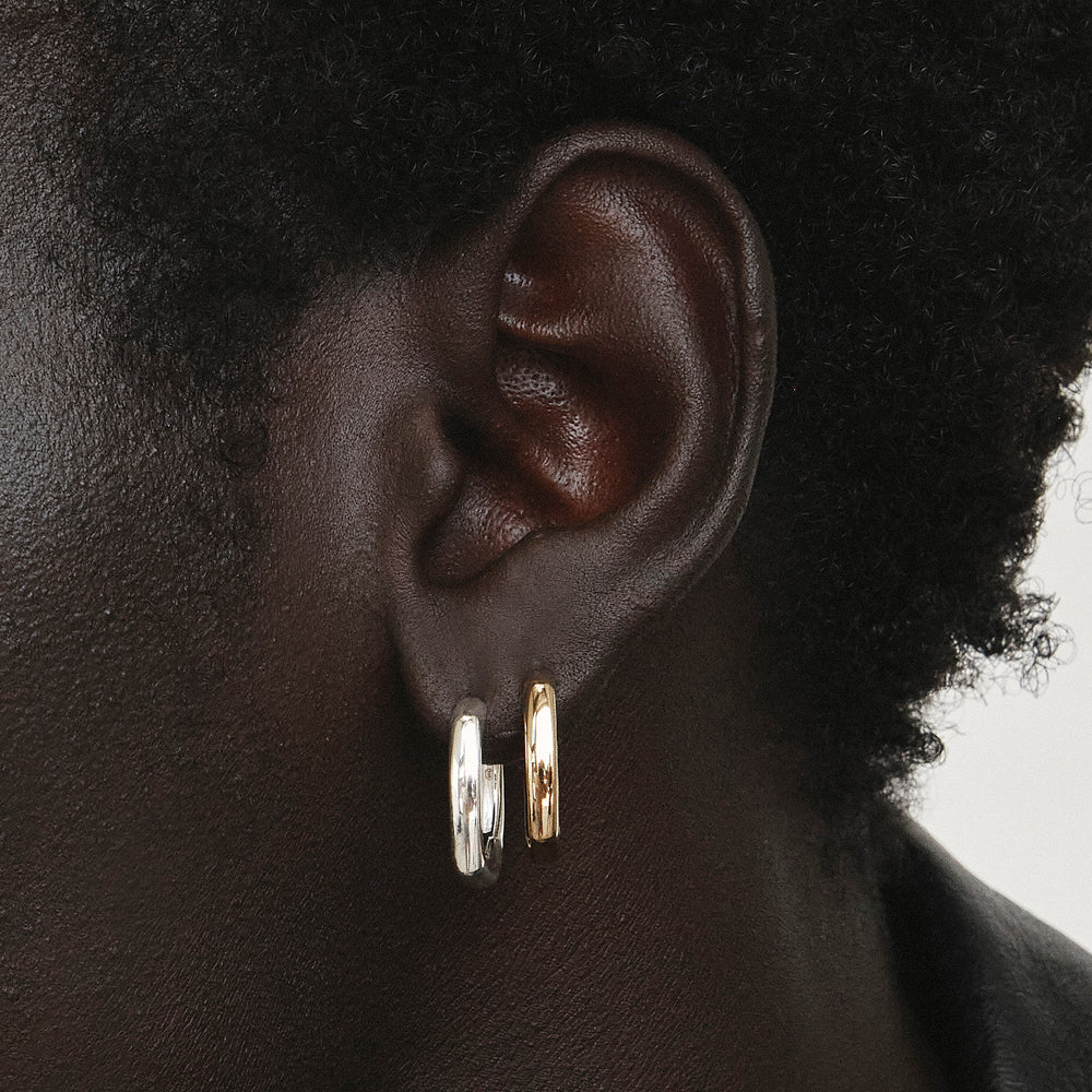 Golden Contemporary Square Hoop Earrings