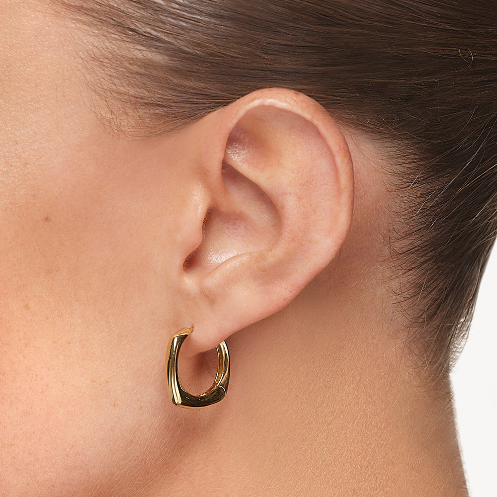 Golden Contemporary Square Hoop Earrings