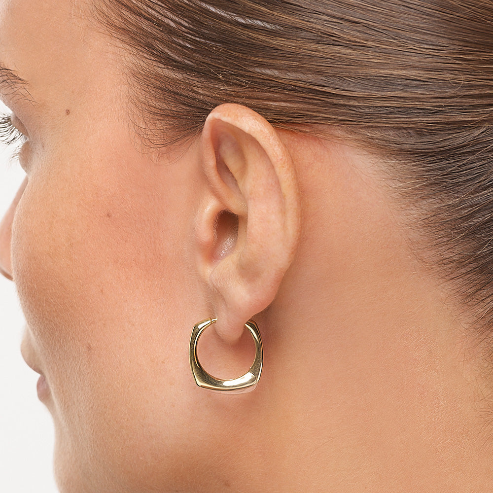 Golden Contemporary Square Hoop Earrings