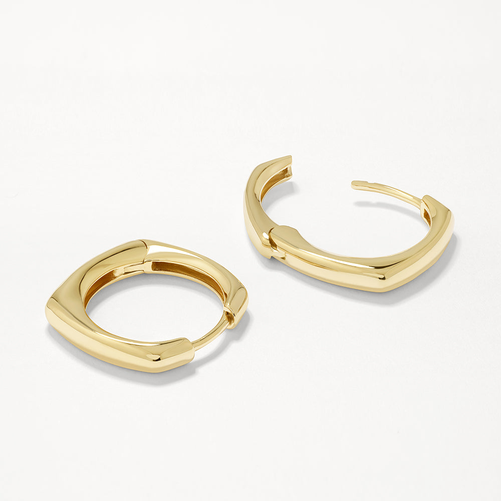 Golden Contemporary Square Hoop Earrings