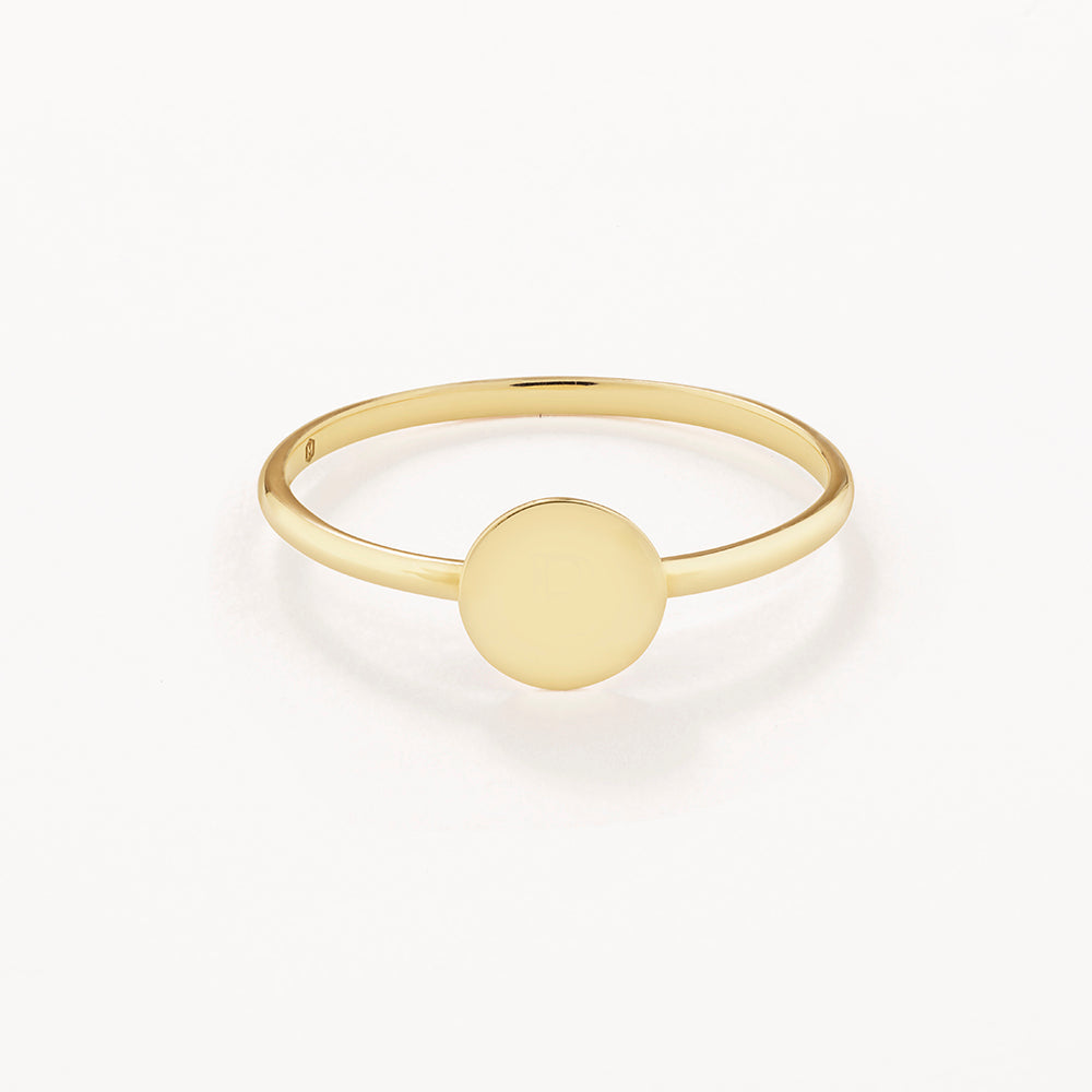 Elegant Personalized Gold Disc Ring 7