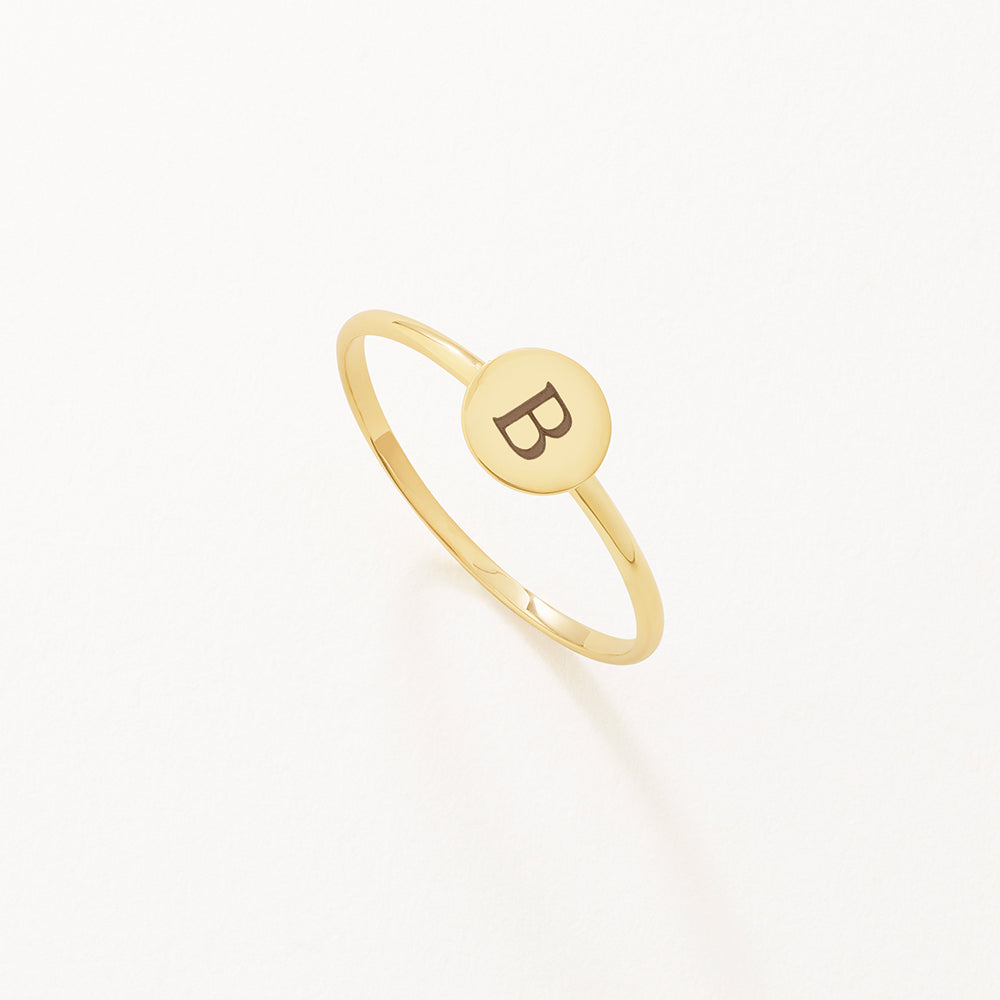 Elegant Personalized Gold Disc Ring 10