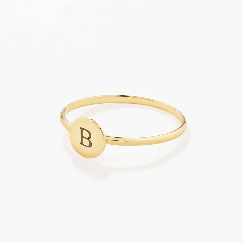 Elegant Personalized Gold Disc Ring 9