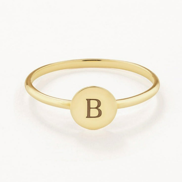 Elegant Personalized Gold Disc Ring 1