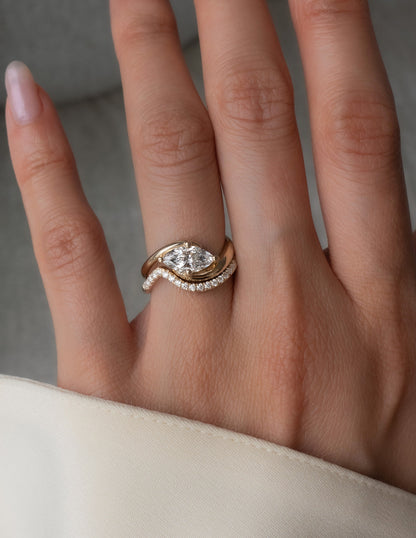 Solitaire Rapture & Pave Band- Oval Lab Grown Diamond Bridal Set