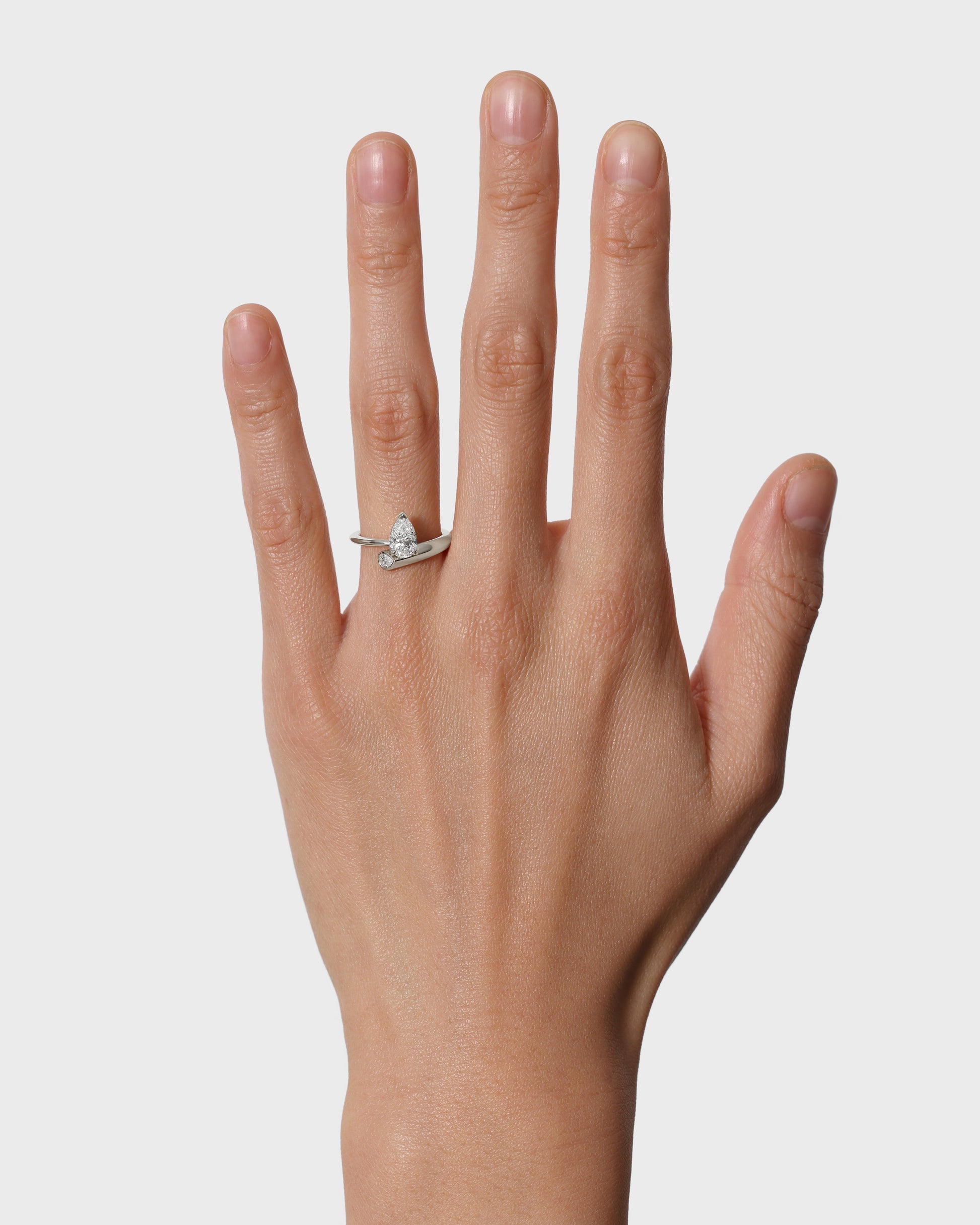 1.0 CT Pear Lab Grown Diamond Hidden Gem Engagement Ring 3