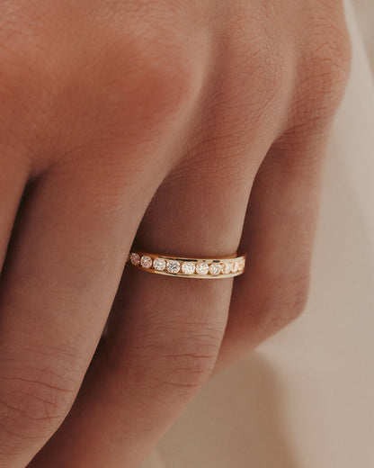 3/4 Eternity Channel Set-0.7 CT Round Lab Grown Diamond Wedding Band