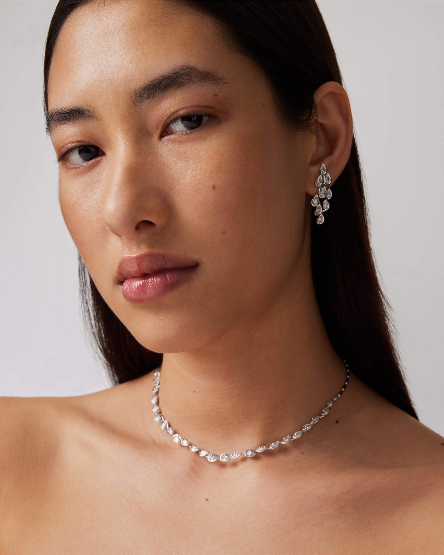 1.0 TCW Pear Shaped Tennis Diamond Corridor Necklace 6