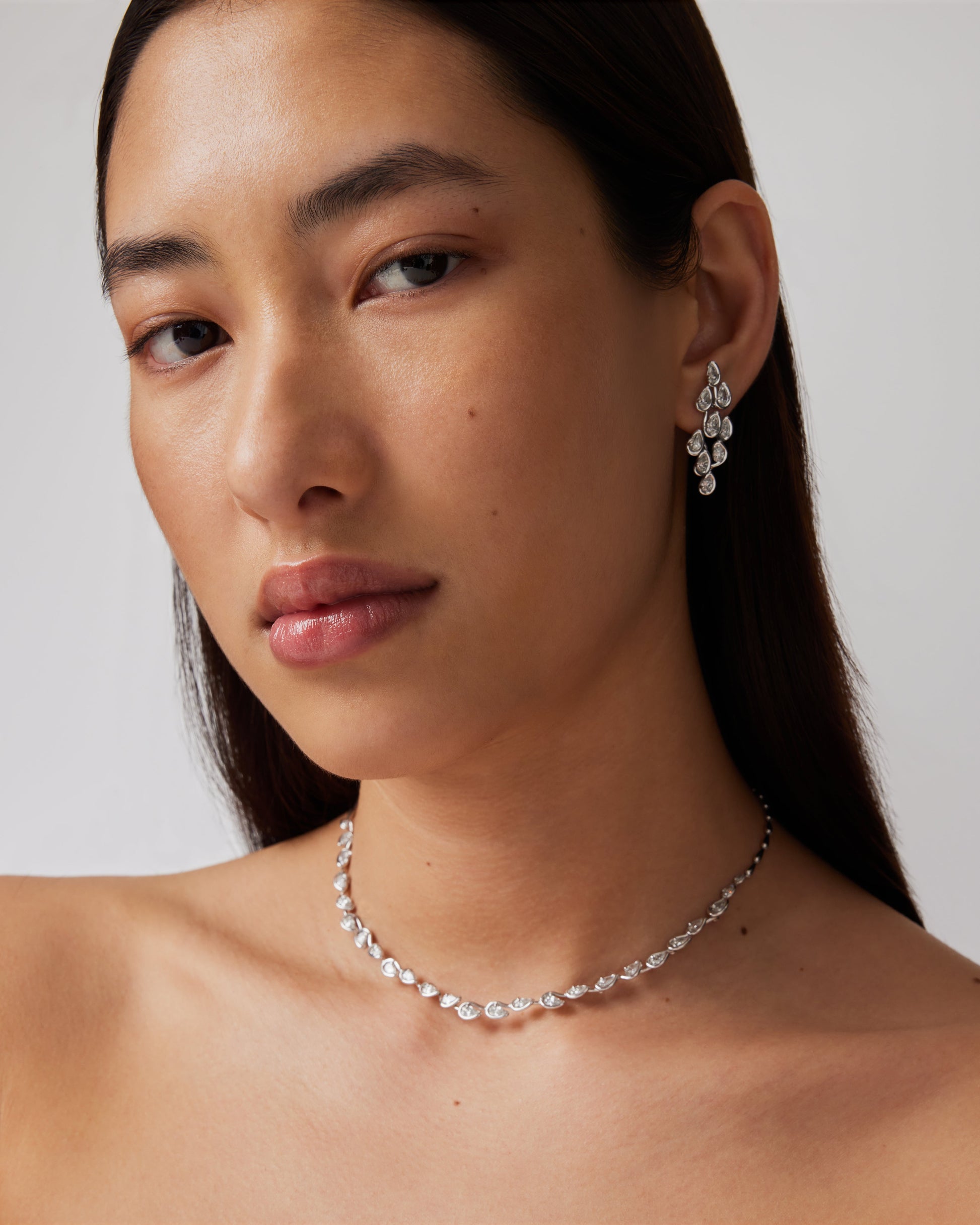 1.0 TCW Pear Shaped Tennis Diamond Corridor Necklace 6