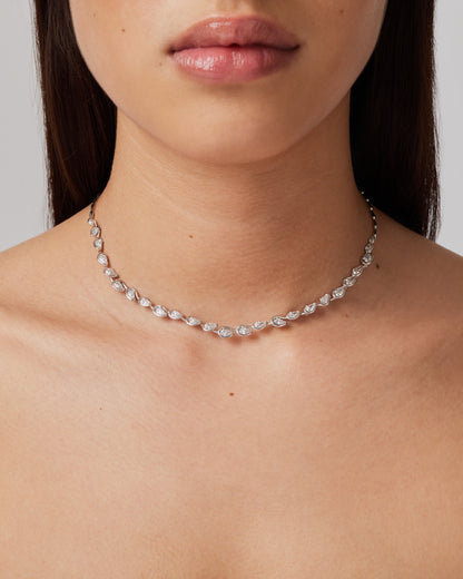 1.0 TCW Pear Shaped Tennis Diamond Corridor Necklace 7