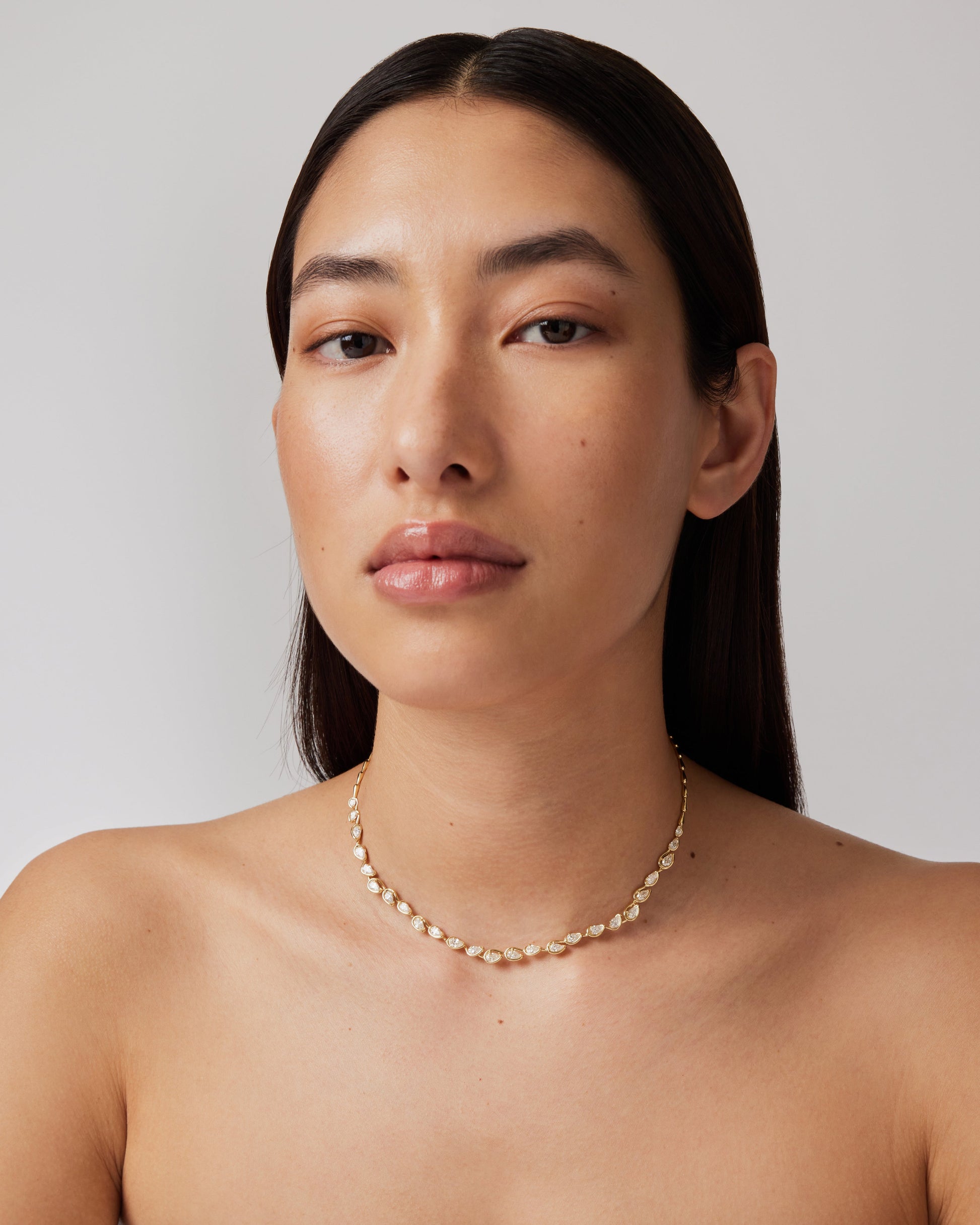 1.0 TCW Pear Shaped Tennis Diamond Corridor Necklace 6