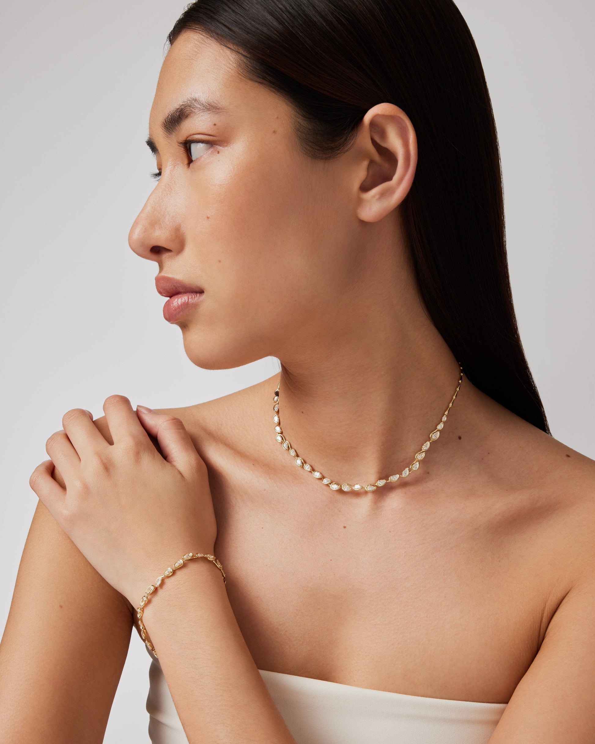 1.0 TCW Pear Shaped Tennis Diamond Corridor Necklace 7