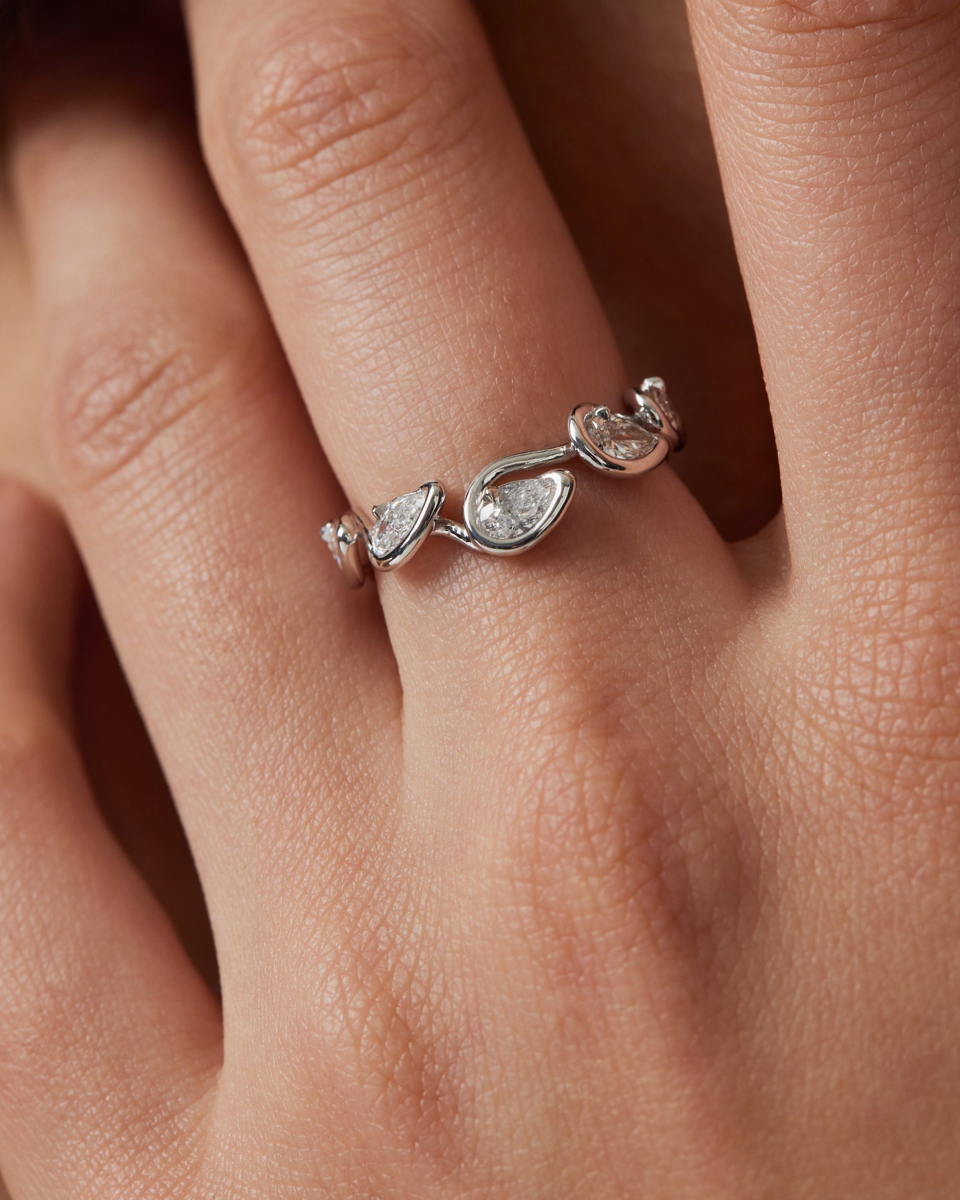 0.30 TCW Pear Criss Cross Shank Lab Grown Diamond Wedding Band 6