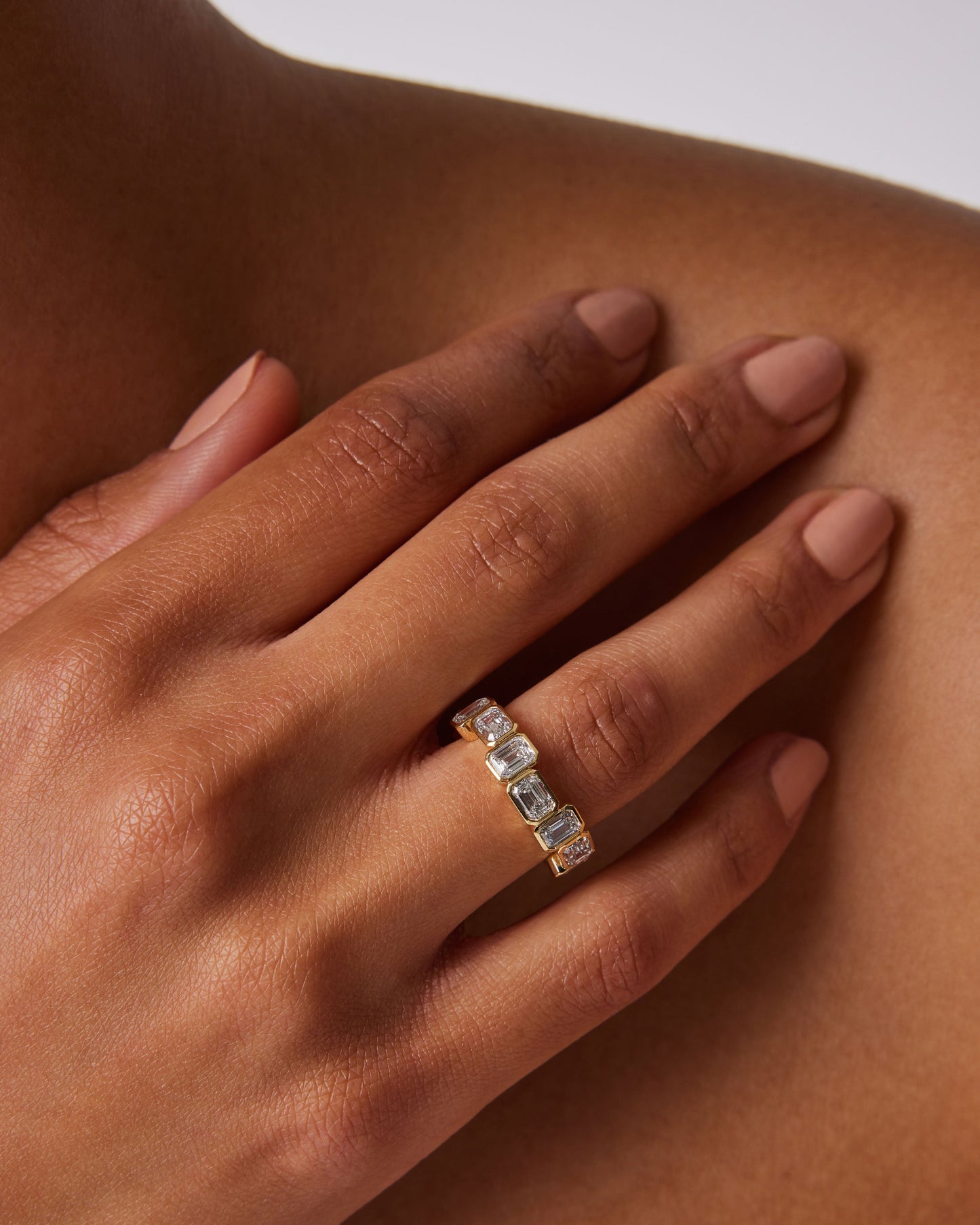 Unique Deco 0.50 TCW Emerald Lab Grown Diamond Wedding Band 5