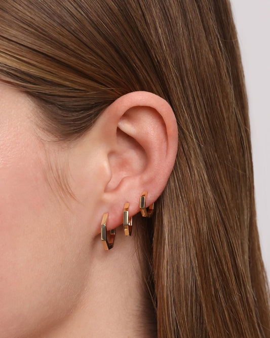 Geometric Gold Hoop Huggie Earrings