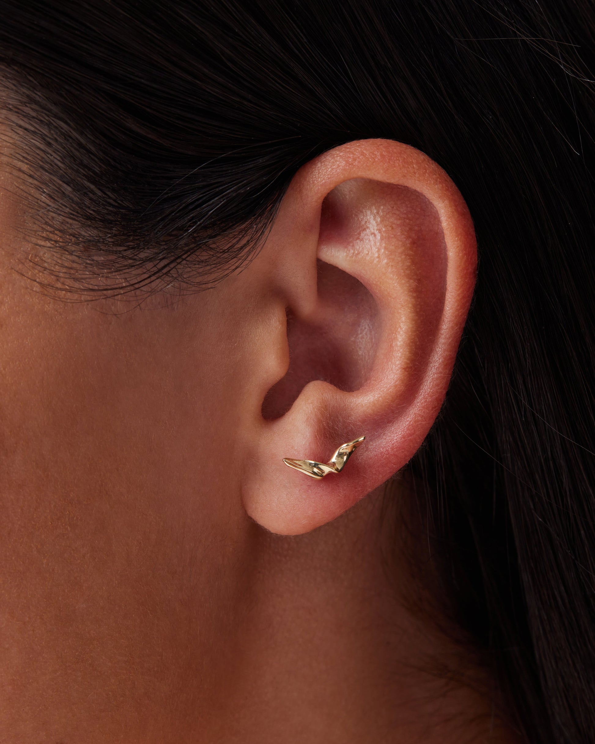 Golden Bird Sculpted Stud Earrings 4