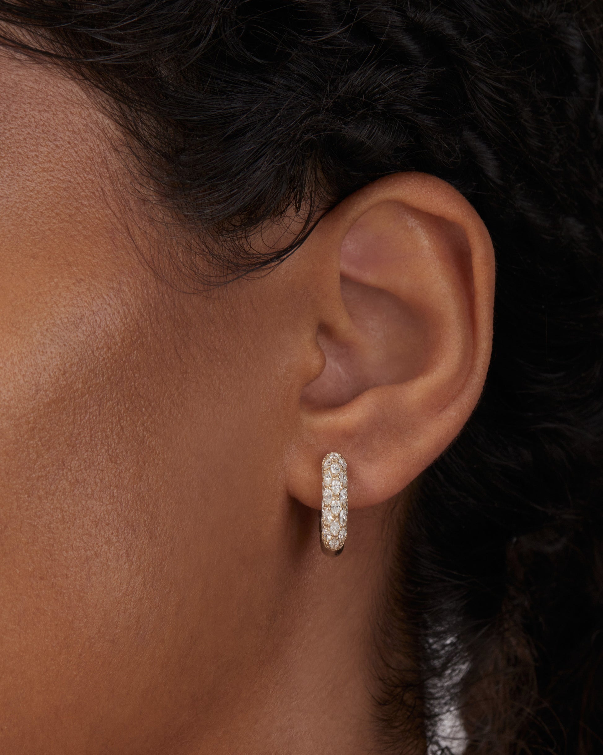 Marquise Lab Grown Diamond Tube Set Hoop Earring 8