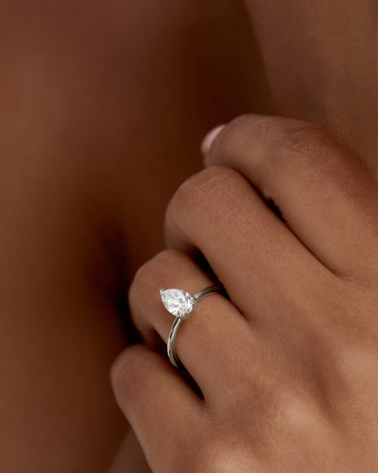 1.01 CT Pear-Cut Lab Grown Diamond Solitaire Engagement Ring 2