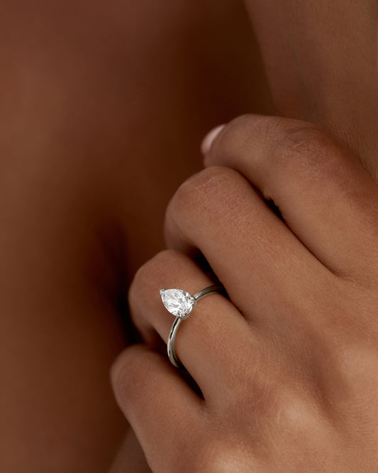 1.01 CT Pear-Cut Lab Grown Diamond Solitaire Engagement Ring 2
